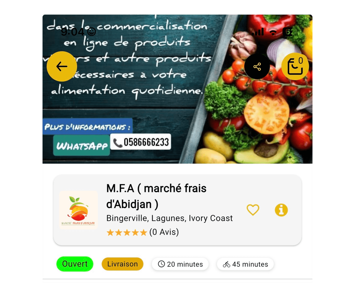 Logo for M.F.A (marché frais d'Abidjan) showing fresh produce.
